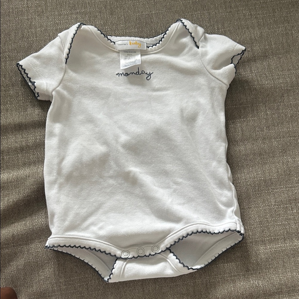 Bloomingdale's White Bodysuit with Navy Stitching